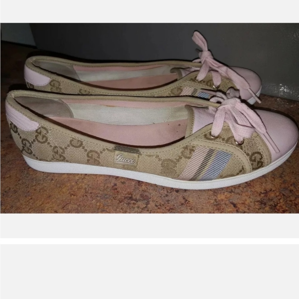 Gucci Women's Pink and Brown Flats